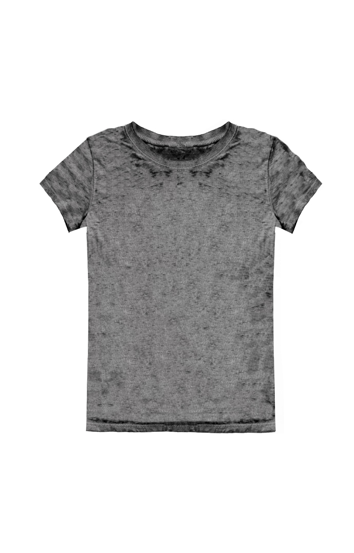USA Made - Kids Burnout Wash Short Sleeve Girls Tee - Heather charcoal - 4