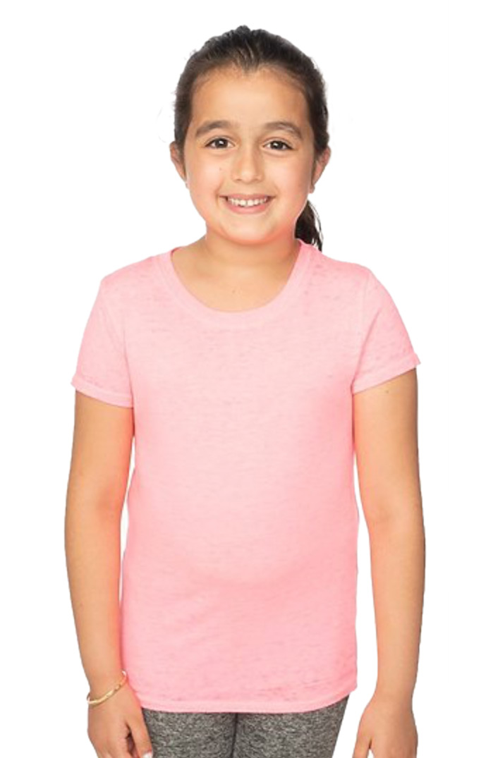 USA Made - Youth Burnout Wash Short Sleeve Girls Tee - Heather fuschia - xl