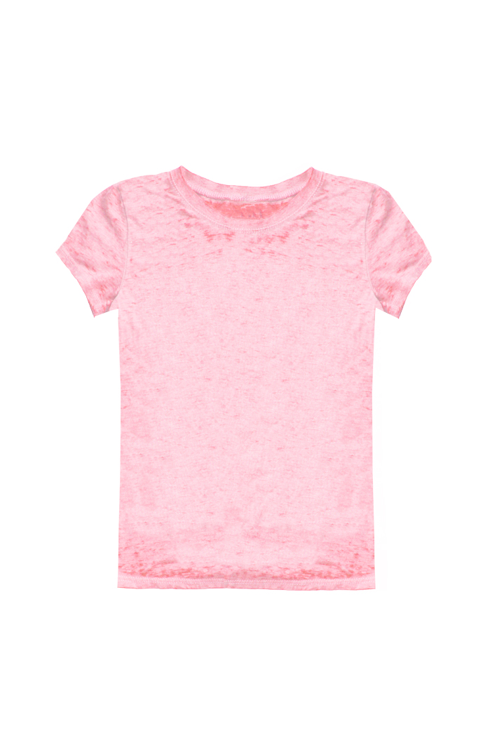 USA Made - Kids Burnout Wash Short Sleeve Girls Tee - Heather fuschia - 4