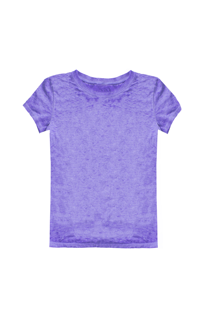 USA Made - Youth Burnout Wash Short Sleeve Girls Tee - Heather purple - s