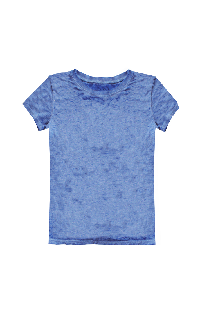 USA Made - Kids Burnout Wash Short Sleeve Girls Tee - Heather royal - 6x
