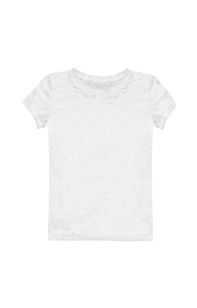 USA Made - Kids Burnout Wash Short Sleeve Girls Tee - White - 4