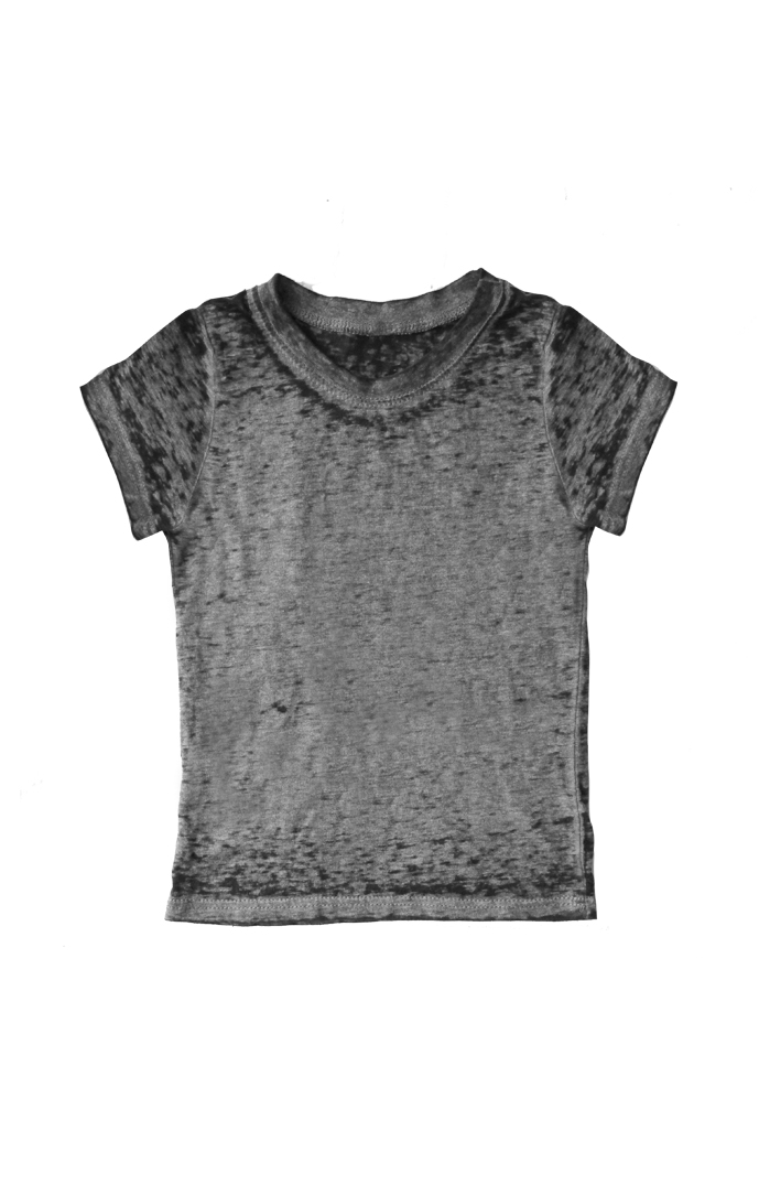 USA Made - Toddler Burnout Wash Short Sleeve Girls Tee - Heather charcoal - 2t
