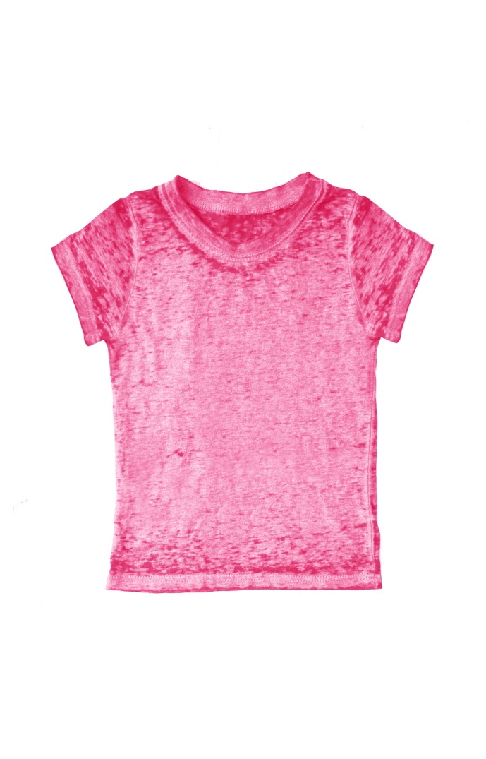 USA Made - Toddler Burnout Wash Short Sleeve Girls Tee - Neon pink - 2t