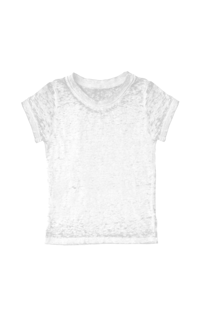 USA Made - Toddler Burnout Wash Short Sleeve Girls Tee - White - 4t