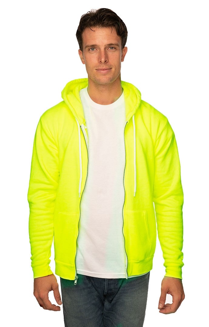 USA Made - Fashion Fleece Neon Zip Hoody - Neon yellow - s