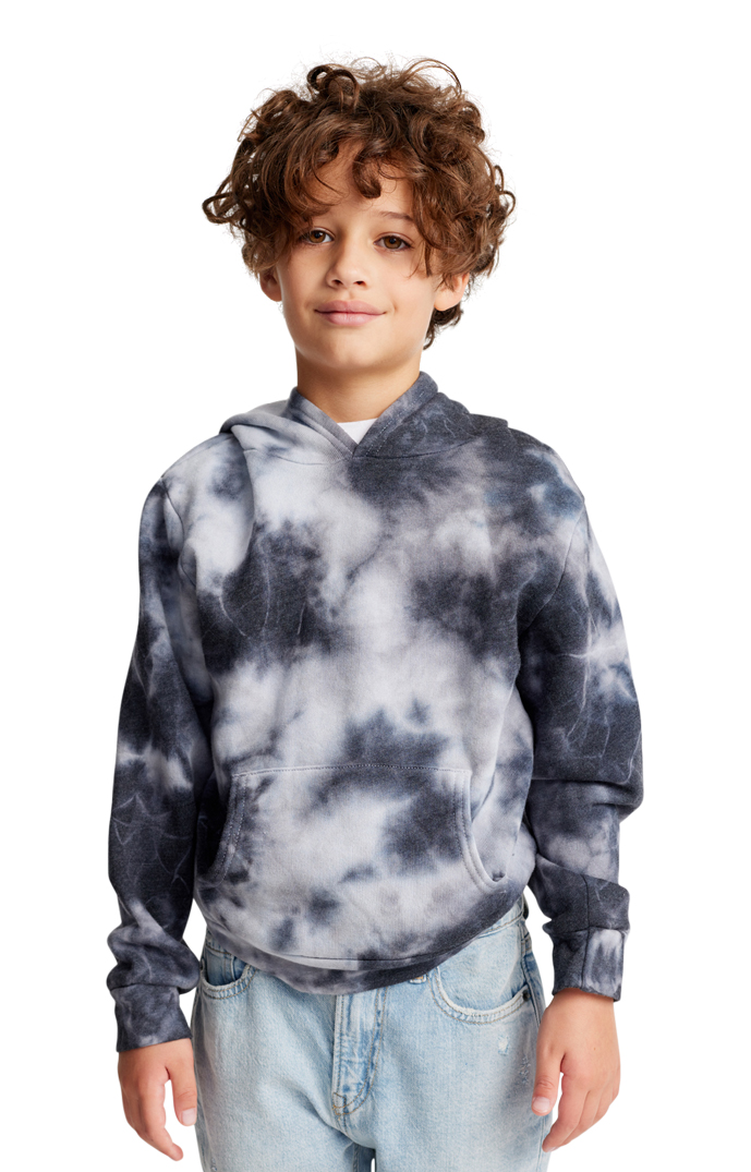 USA Made - Youth Fleece Cloud Tie Dye Pullover Hoodie - Phantom - s