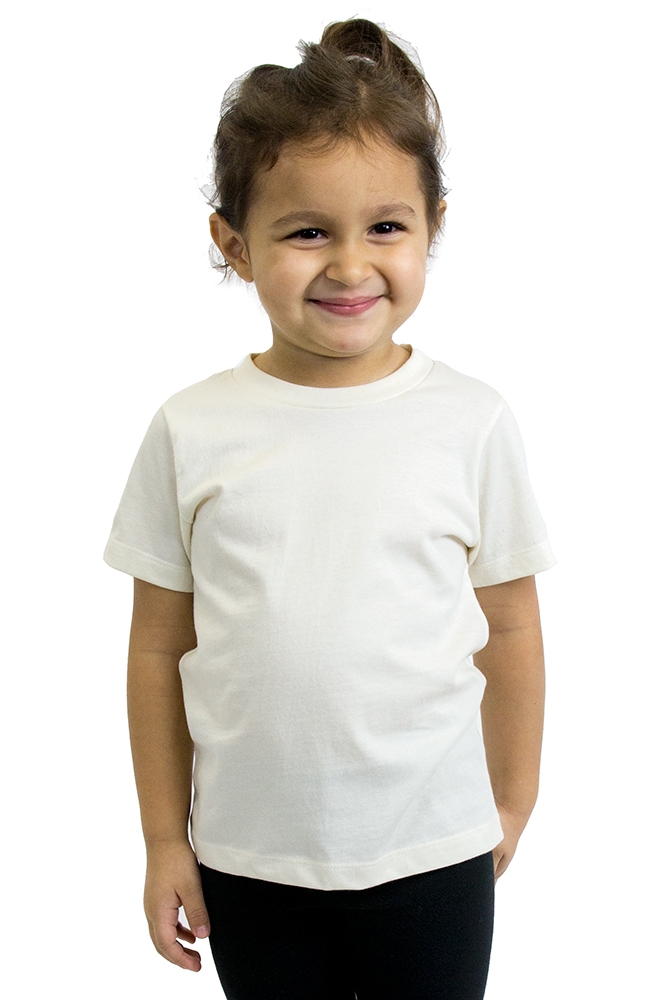 USA Made - Organic Toddler Short Sleeve Crew Tee - Natural - 6