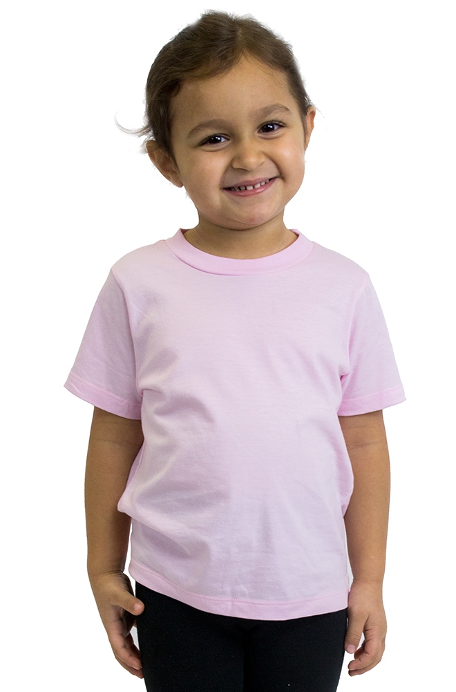 USA Made - Organic Toddler Short Sleeve Crew Tee - Rose pink - 6