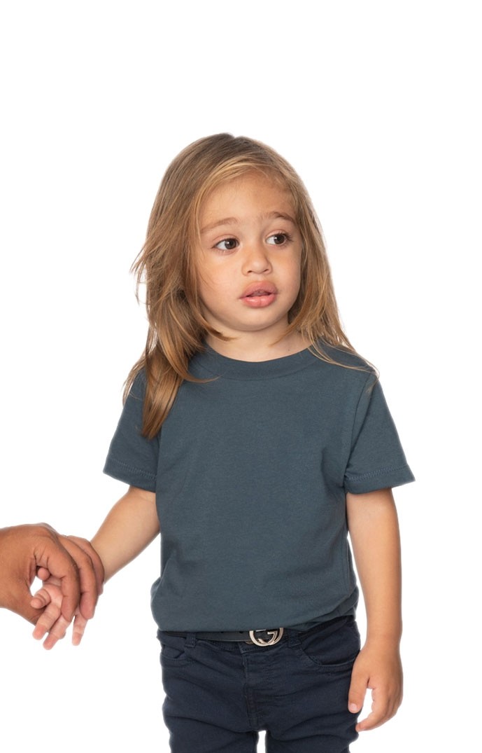 USA Made - Organic Toddler Short Sleeve Crew Tee - Slate - 4