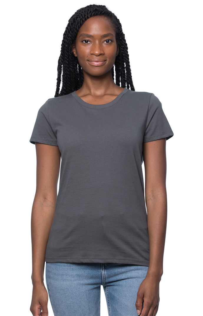 USA Made - Women's Viscose Bamboo ORGANIC Cotton Tee - Pewter - m