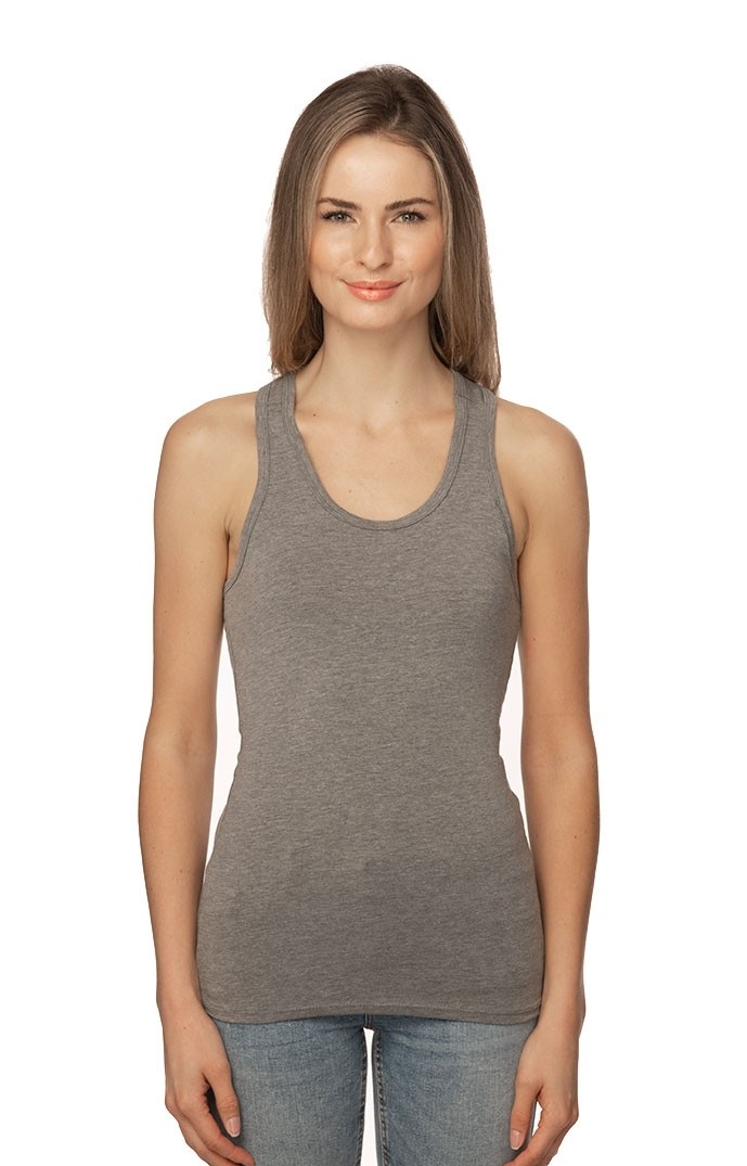 USA Made - Viscose Bamboo Organic Combed Spandex Racer Tank - Cloudburst - m