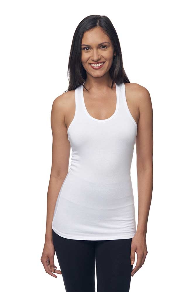 USA Made - Viscose Bamboo Organic Combed Spandex Racer Tank - Frost - m