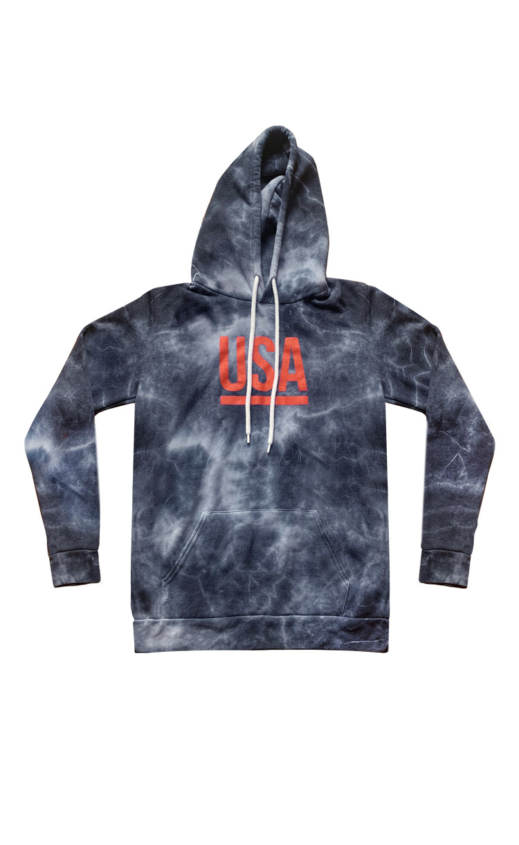 USA Tie Dye Hoodie American Made Printed Hoodie Americana