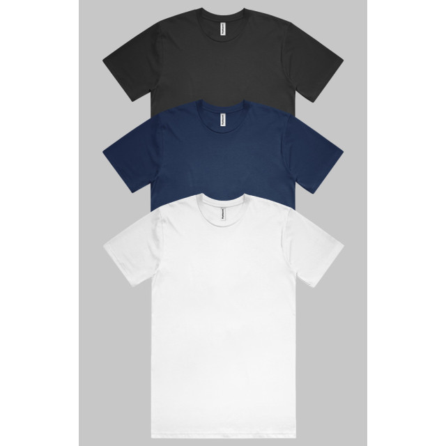 Organic cotton tee, black, navy, white