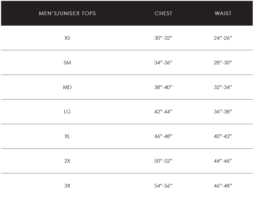 Mens Size Chart